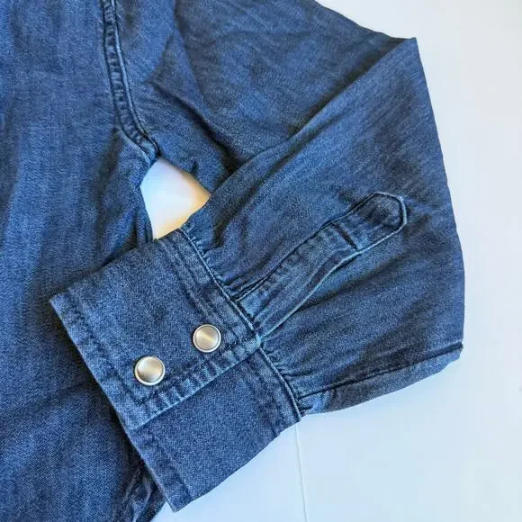 NEW Gap Kids Oversized Denim Western Shirt Medium 8 - Picture 6 of 11